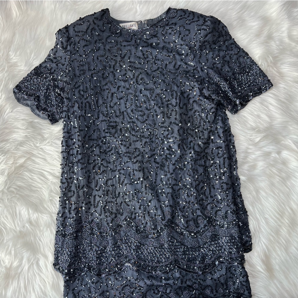 Vintage Beaded‎ 100% Silk Dress